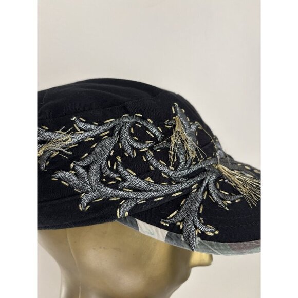 DREAM CONTROL Cadet Military Cap Style Black Embroidery Silver Gold L/XL main image 6